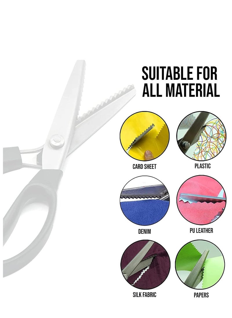 SYOSI - Shears for Fabric Cutting with Cushioned Handles Stainless-Steel Edges Premium Zig Zag Scissors Crafting Dressmaking Sewing Professional 3mm - Image 1