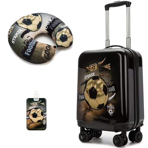 Homskiii Kids Football Suitcase Set for Boys Hardside Luggage with Spinner Wheels 2 Piece 16inch Toddler Suitcase for Boys Travel Carry on Luggage Airline Approved - Image 1