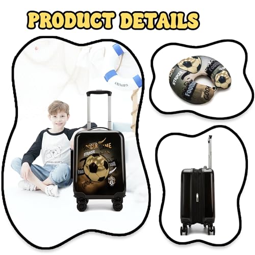 Homskiii Kids Football Suitcase Set for Boys Hardside Luggage with Spinner Wheels 2 Piece 16inch Toddler Suitcase for Boys Travel Carry on Luggage Airline Approved - Image 4
