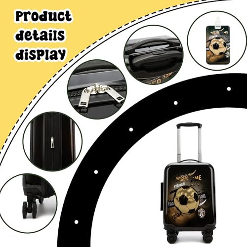 Homskiii Kids Football Suitcase Set for Boys Hardside Luggage with Spinner Wheels 2 Piece 16inch Toddler Suitcase for Boys Travel Carry on Luggage Airline Approved - Image 3