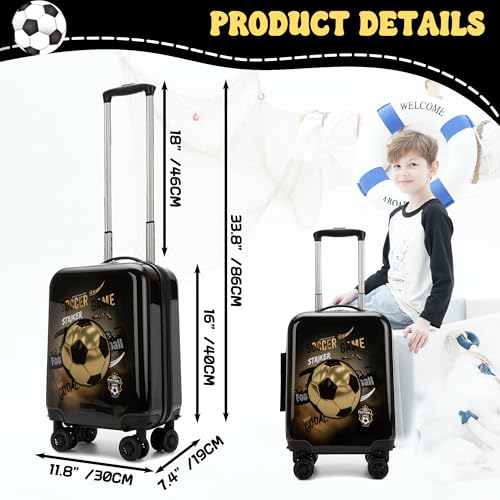 Homskiii Kids Football Suitcase Set for Boys Hardside Luggage with Spinner Wheels 2 Piece 16inch Toddler Suitcase for Boys Travel Carry on Luggage Airline Approved - Image 2