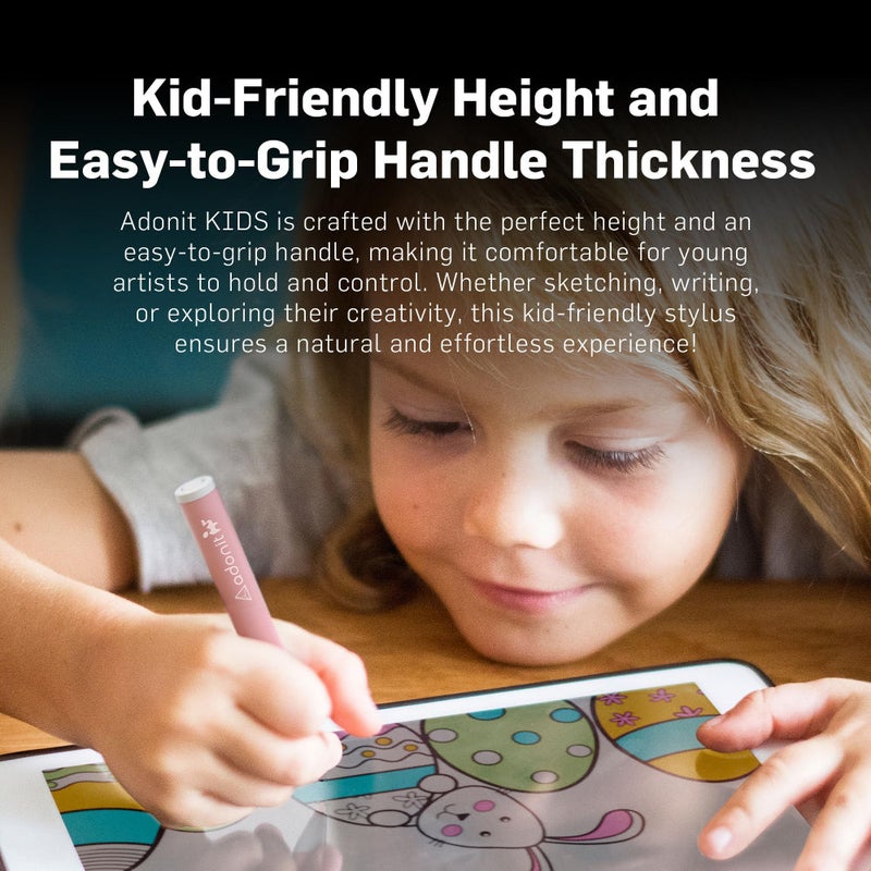 ADONIT KIDS Stylus | Made for Kids, Easy to Grip Handle, Magnetically Attachable, Tilt Sensitivity, Palm Rejection, Long Battery Life, Made for Apple iPad Models iOS 12.2 and Up - Blue blue - Image 4