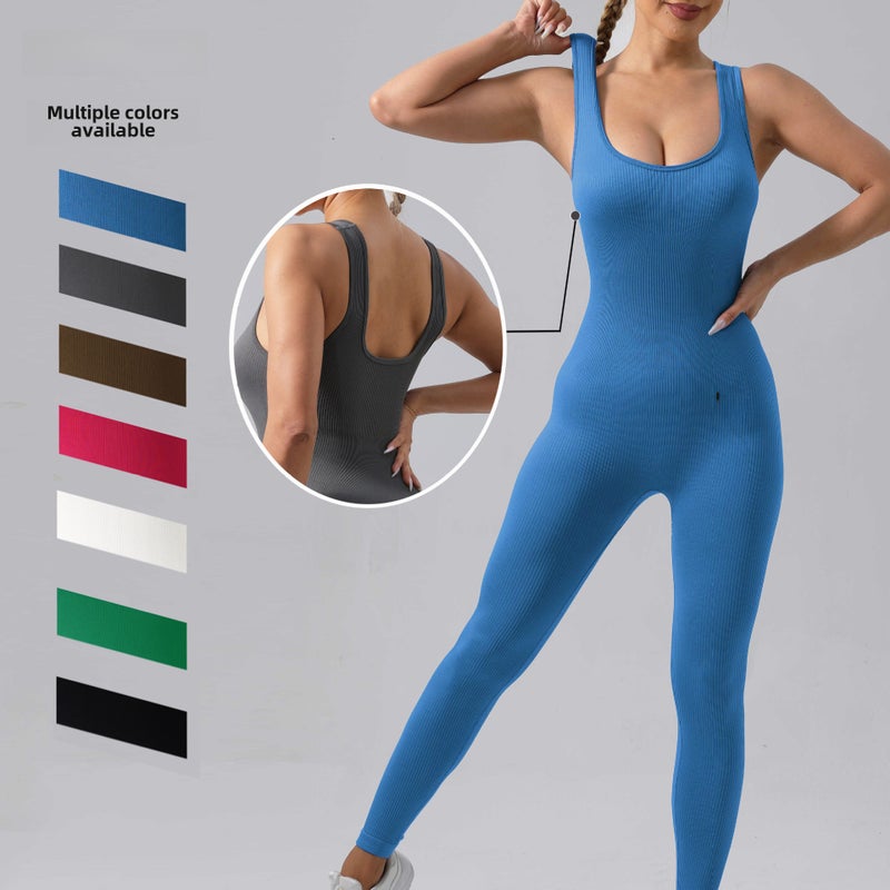 Seamless High-Elastic Yoga Jumpsuit Sportswear milky white  - Image 3