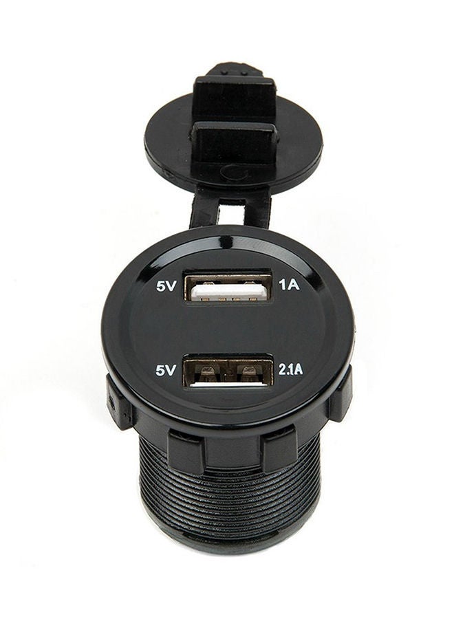 NIBEMINENT Round 5V 3.1A Dual USB Motorcycle Car Charger with LED Digital Voltmeter Monitors Black - Image 2