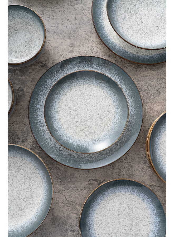Noon East 24 piece Porcelain Dinnerware Set, Set for 6, Microwave & Dishwasher Safe, Grey Abstract - Image 5
