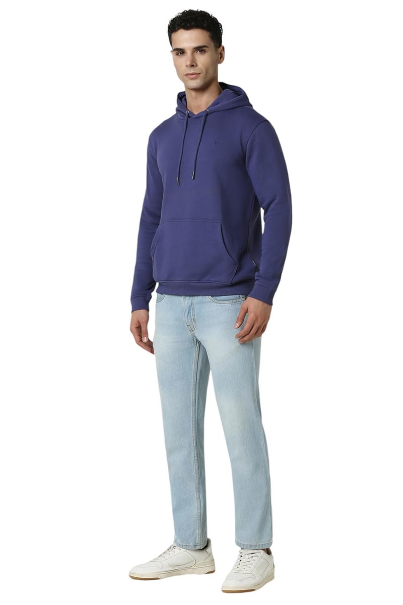 Van Heusen Men Blue Solid Hooded Neck Sweatshirt - Image 5