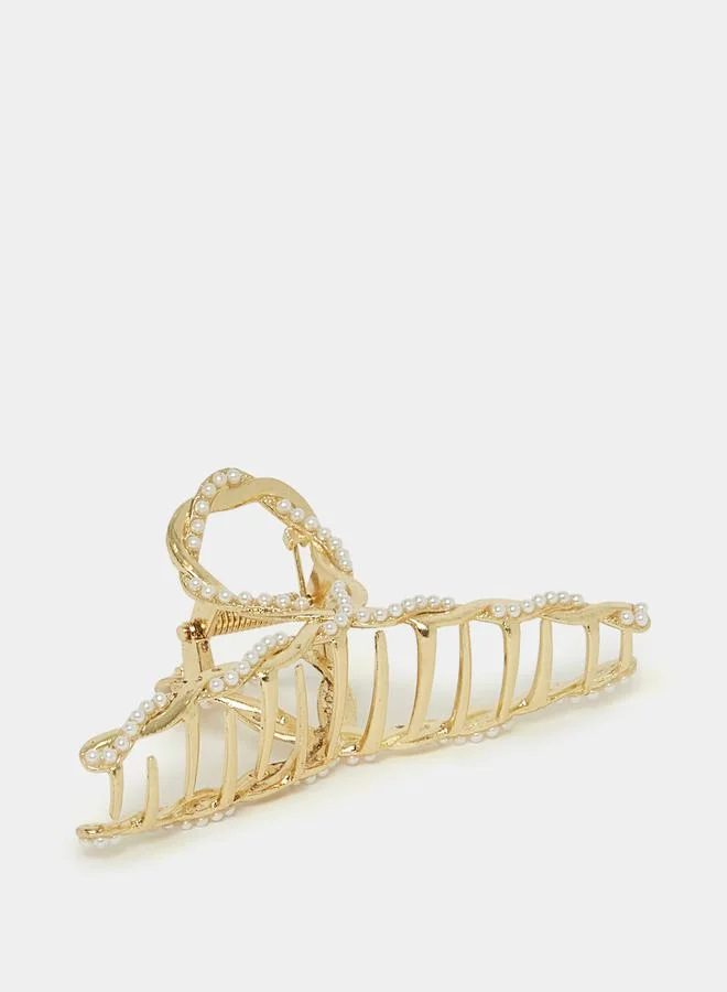 Styli Pearl Detail Twisted Metal Hair Claw