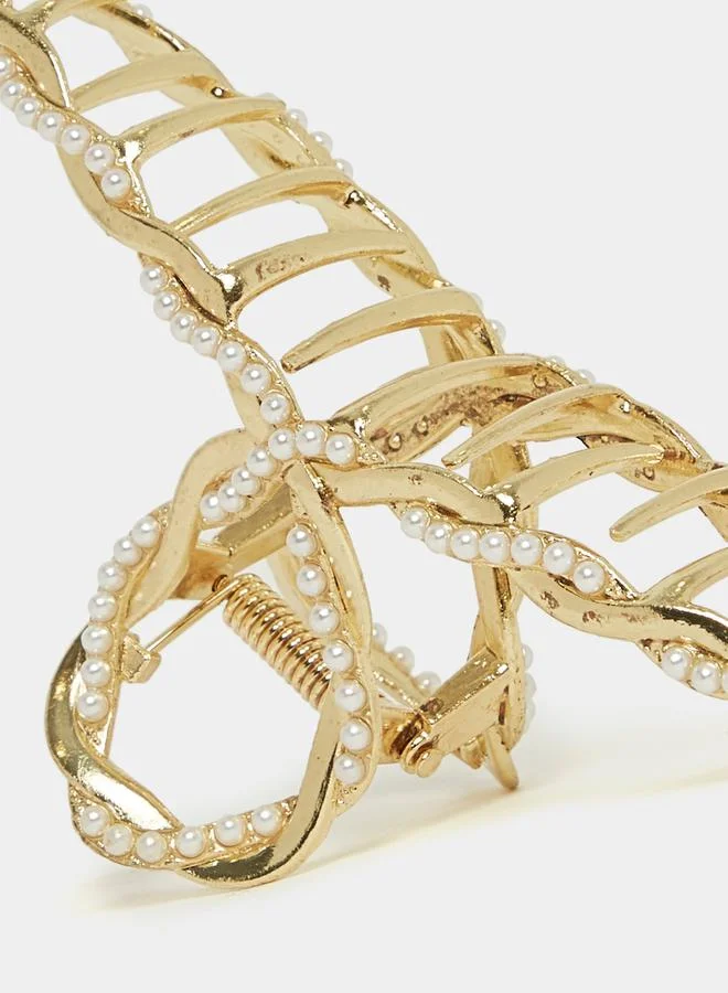 Styli Pearl Detail Twisted Metal Hair Claw