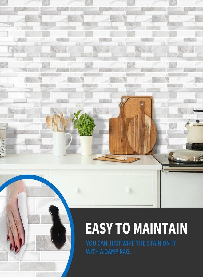 MOONFUN 10 Sheet Peel and Stick Backsplash Tiles, 12 X 12 Inch Beige White Self Adhesive Tile Sticker for Backsplash Kitchen,Bathroom - Image 2