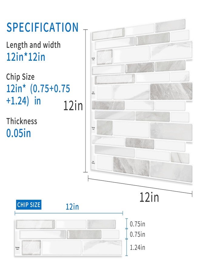 MOONFUN 10 Sheet Peel and Stick Backsplash Tiles, 12 X 12 Inch Beige White Self Adhesive Tile Sticker for Backsplash Kitchen,Bathroom - Image 4