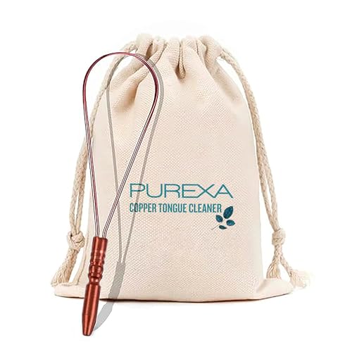 PUREXA Copper Tongue Cleaner with Ergonomic Q Handle, 100% Food Grade Pure Copper Tongue Scraper for Fresher Breath - Image 1