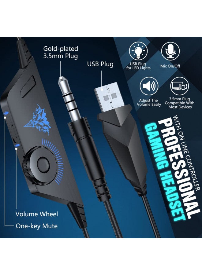 BENGOO BENGOO V-4 Gaming Headset for Xbox One, PS4, PC, Controller, Noise Cancelling Over Ear Headphones with Mic, LED Light Bass Surround Soft Memory Earmuffs for PS2 Mac Sega Dreamcast PS5 Games  - Image 4