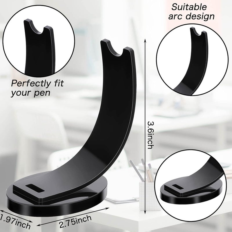 Spakon 2 Pieces Acrylic Pen Display Stand Clear Fountain Pen Holder Stand Makeup Brush Rack Organizer Desk Pencil Wand Holder Showcase for Home Office School or Store Use (Black) - Image 3