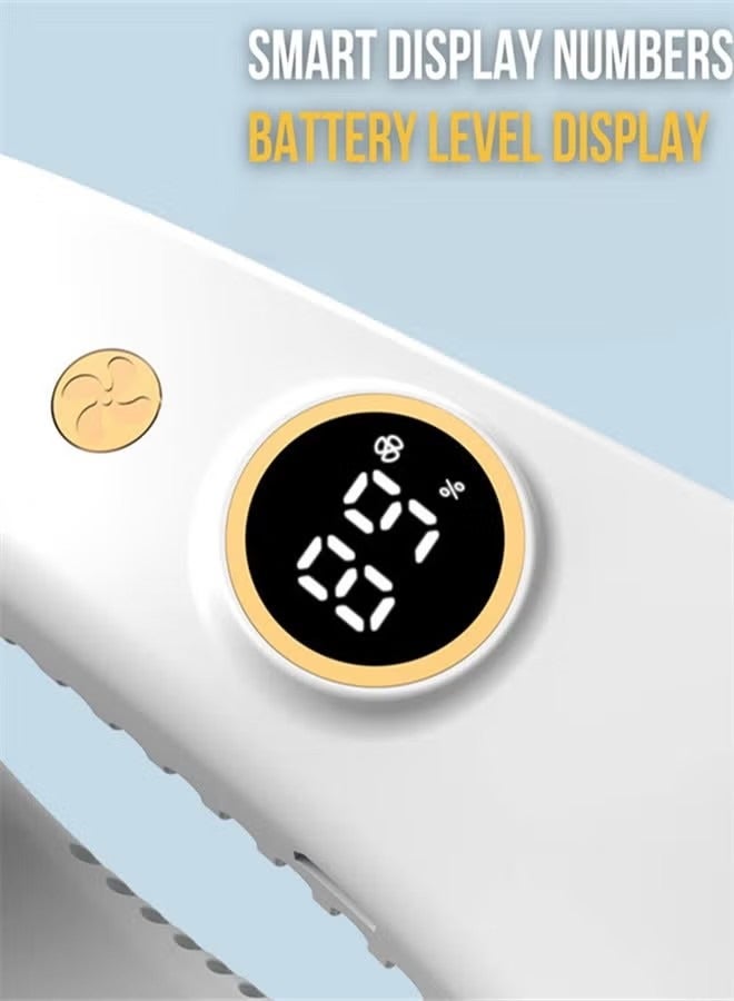 جي أس مروحة رقبة محمولة مع شاشة LED، مروحة رقبة خالية من اليدين، 5 سرعات قابلة للضبط USB قابلة لإعادة الشحن بطارية شخصية مزودة بميزة المكتب/السفر/الرياضة/المنزل/الهواء الطلي، أبيض - Image 5