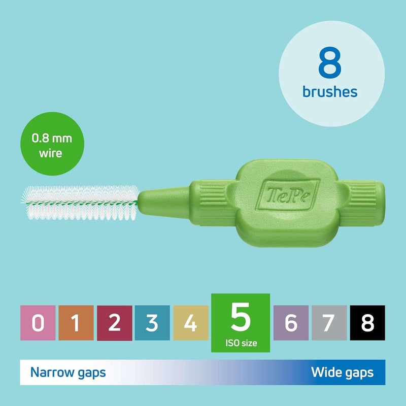 TePe Interdental Brush Original Green 08mmISO 5 8pcs Plaque Removal efficient Clean Between The Teeth Tooth Floss for Small Gaps - Image 2