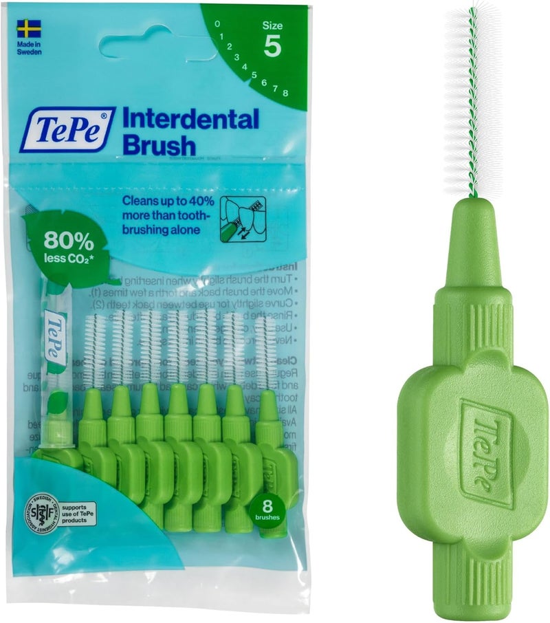 TePe Interdental Brush Original Green 08mmISO 5 8pcs Plaque Removal efficient Clean Between The Teeth Tooth Floss for Small Gaps - Image 1
