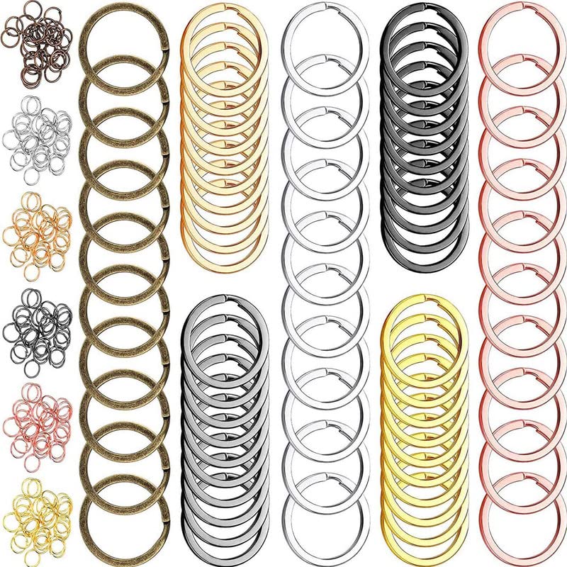 DIY Crafts 5 Pcs, Antique Bronze, Keychain Rings Set Including Choice Colors Flat Split Key Chain Rings and Open Jump Rings for Home Car Keys Attachment, Arts C(5 Pcs, Antique Bronze) - Image 1