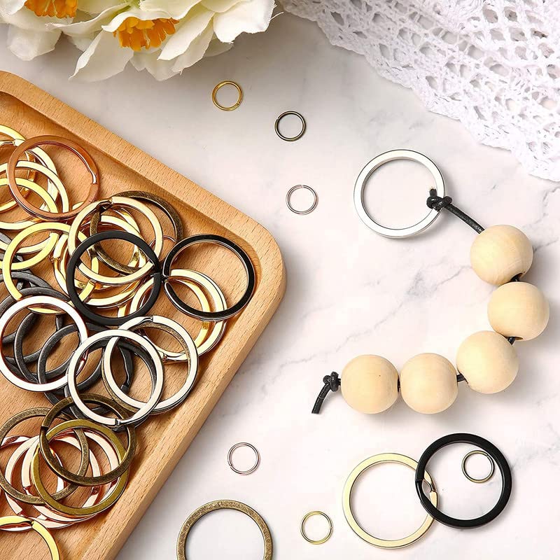 DIY Crafts 5 Pcs, Antique Bronze, Keychain Rings Set Including Choice Colors Flat Split Key Chain Rings and Open Jump Rings for Home Car Keys Attachment, Arts C(5 Pcs, Antique Bronze) - Image 3
