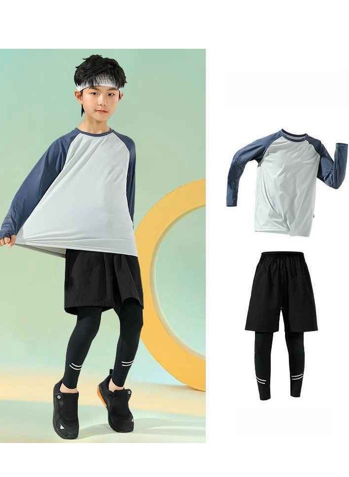 Children's Long Sleeved Long Pants Two-Piece Running Basketball Training Quick Drying Sports Suit  - Image 5