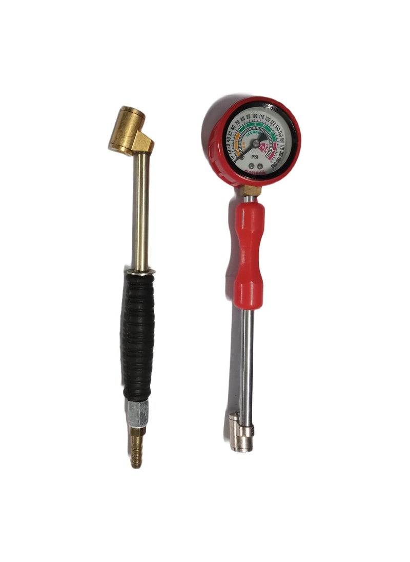 Generic Seahorse Polymers Air Pressure Rod Gauge200 PSI with Air Pump Nozzle Inflatable Dual Head Chuck Valve Tool  - Image 4