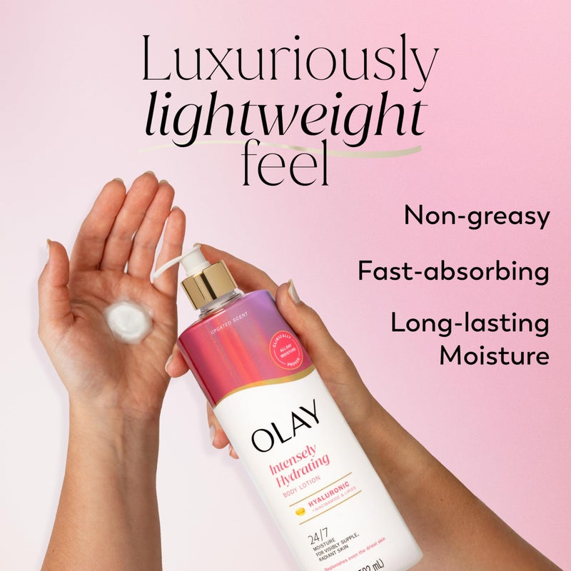 Olay Body Lotion for Women, Nourishing with Hyaluronic Acid Serum, Visibly Soften & Smooth Skin, 24hr Moisture & Hydration, Fast Absorbing Formula, Vitamin B3 Complex, For All Skin Types, 17 fl oz - Image 2