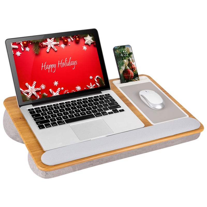 LAPGEAR Home Office Pro Lap Desk with Wrist Rest, Mouse Pad, and Phone Holder - Oak Woodgrain - Fits up to 15.6 Inch Laptops - Style No. 91599 - Image 1