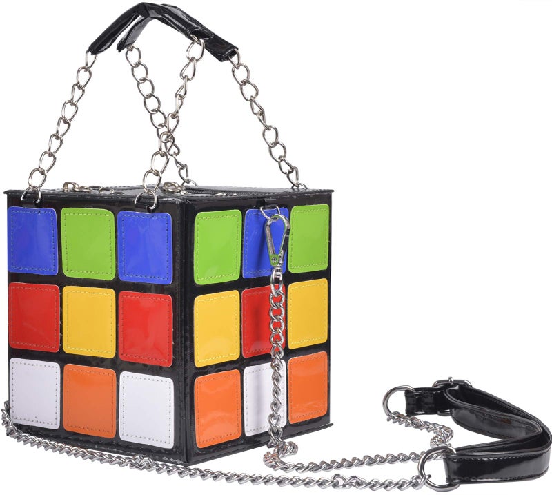 QZUnique Women's Cute Cube Shape Handbag Magic Shoulder Bag Clutch Bag With Super Long Shoulder Strap - Image 1