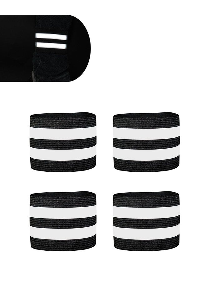 Hugwits 4 PCS High Visibility Reflective Bands, Reflective Running Gear for Wrist, Arm, Ankle, Leg, High Elastic Stretch Reflective Strap, Universal for Night Running, Cycling, Walking (Black) - Image 1