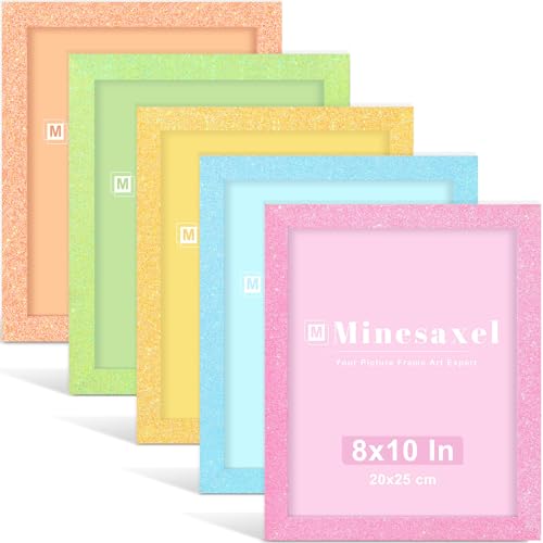 مجموعة إطارات صور ملونة Minesaxel 8x10 مجموعة من 5 إطارات جدارية 8 x 10 إطارات صور لامعة مرحة جميلة للفن للجدار أو الطاولة