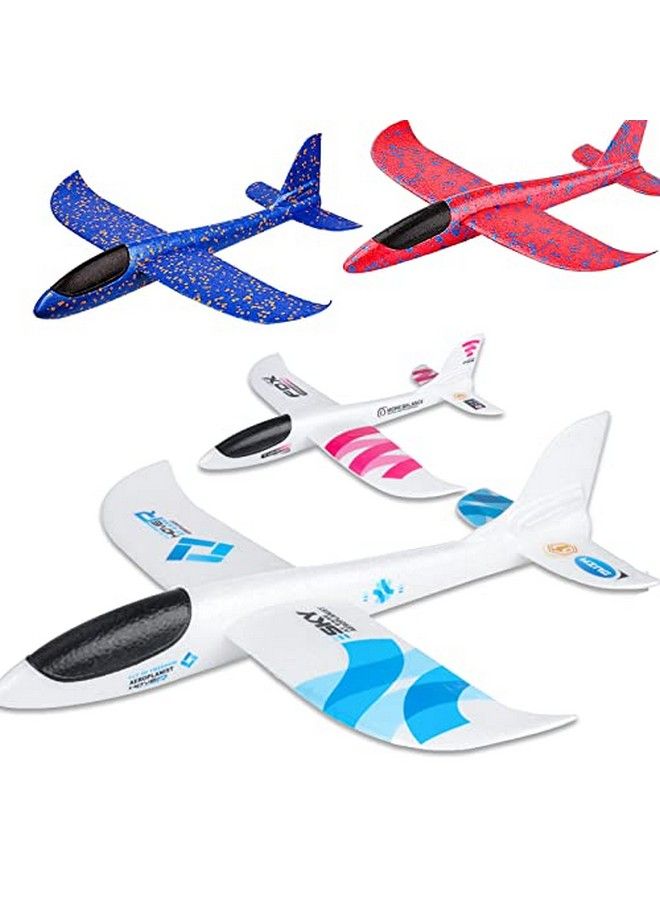 Bootaa 4 Pack Airplane Toy 17.5" Large Throwing Foam Plane Dual Flight Mode Aeroplane Gliders Flying Aircraft Gifts For Kids 3 4 5 6 7 Year Old Boyoutdoor Sport Game Toys Birthday Party Favors - Image 1