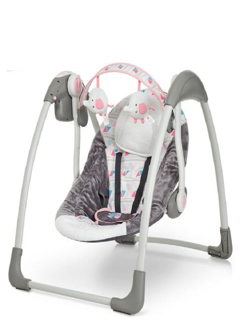Baby Swing Automatic For Newborn To Toddler With Music, Breathable Fabric And 2 Plush Toys (Pink X Gray)