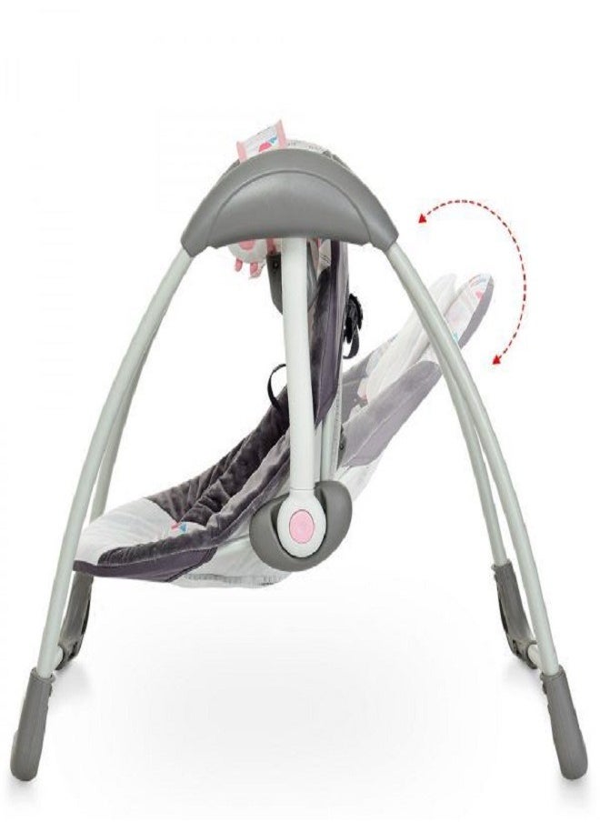 Baby Swing Automatic For Newborn To Toddler With Music, Breathable Fabric And 2 Plush Toys (Pink X Gray)