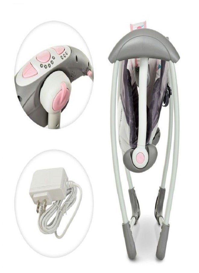 Baby Swing Automatic For Newborn To Toddler With Music, Breathable Fabric And 2 Plush Toys (Pink X Gray)