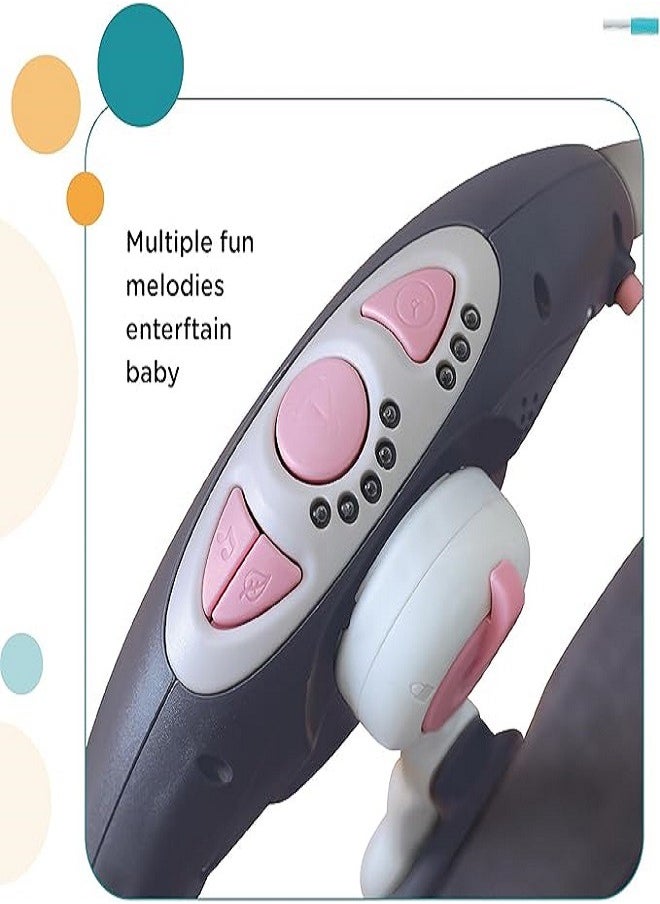 Baby Swing Automatic For Newborn To Toddler With Music, Breathable Fabric And 2 Plush Toys (Pink X Gray)