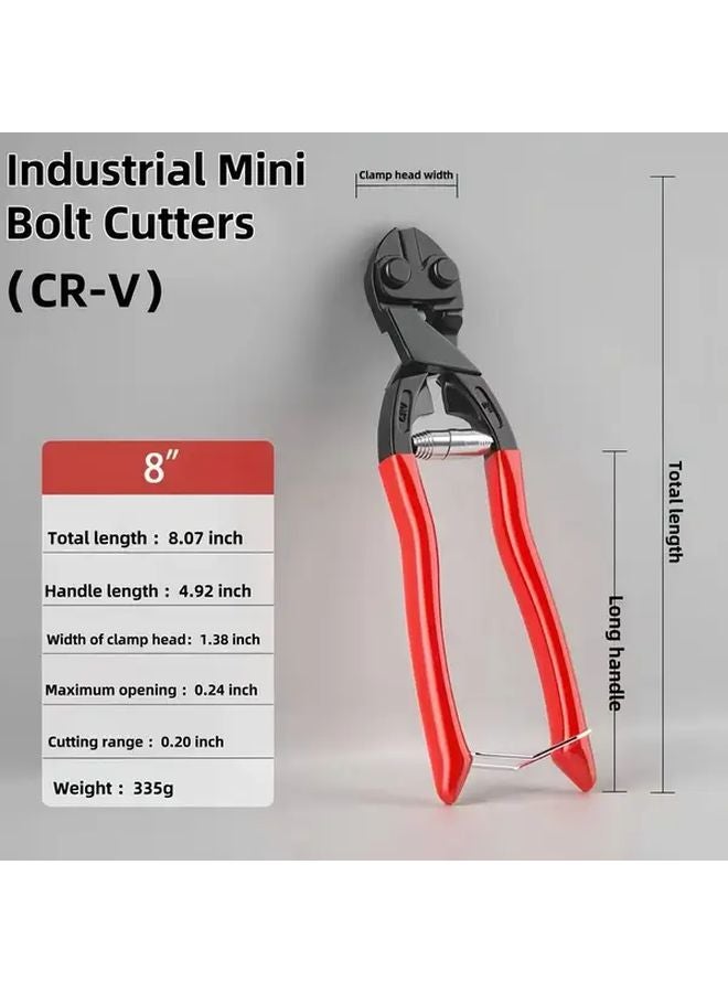 8 Inch Mini Wire Cutter With Spring Mechanism Safety Lock Soft Grip CR V Steel Blade - Image 3