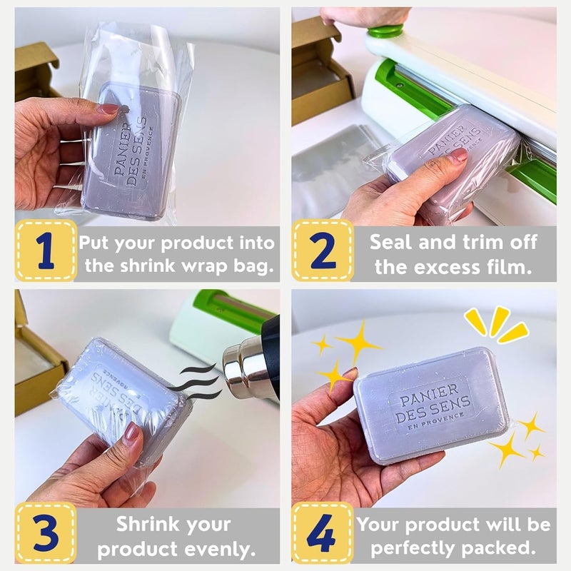 WEIWEI PACKAGING WEIWEI - 500 PCS 5x8 inch PVC Shrink Wrap Bags Odorless 100 Gauge for Soap, Case, Bath Bomb - Image 3