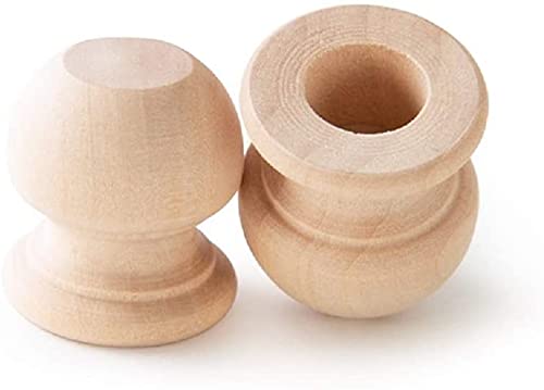 Pinehurst Crafts Wood Dowel Rod Finials, 1-1/16 Inch Tall with 1/2" Hole, Pack of 8 - Image 5