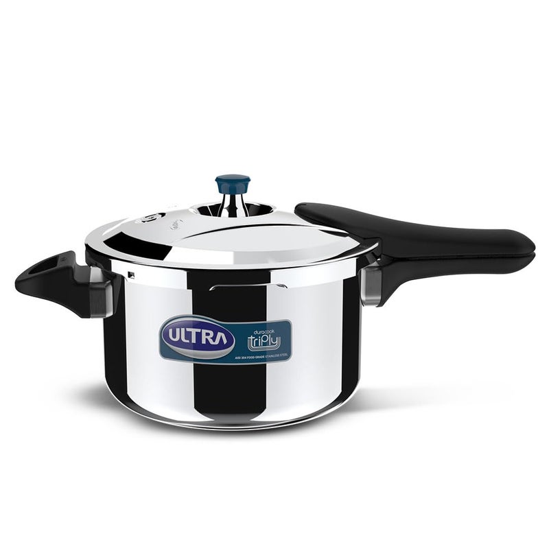 Ultra Dura Cook Triply 3.5 L Pressure Cooker,Ss 304 Food Grade,'Scts'Anti Bulging,Froth Collector,Broad Base Quick Cooking -Savesgas.Solid Backelite Handles,3 Layered Body, Induction,Isi,5 Y Warranty. - Image 1