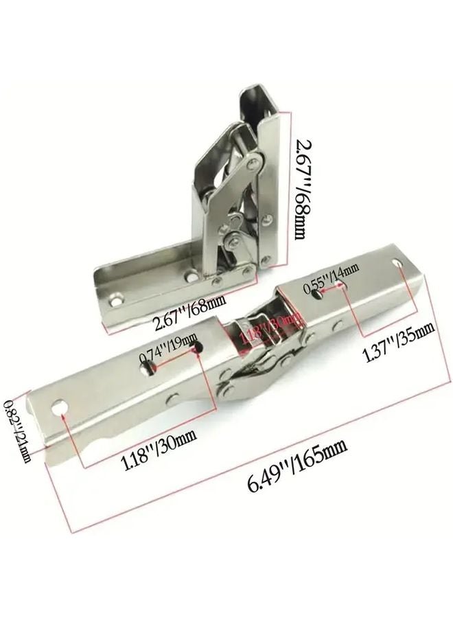 4pcs 6 49 Inch Stainless Steel 90 Degree Folding Hinge Brackets Hidden Desk Frame Support - Image 5