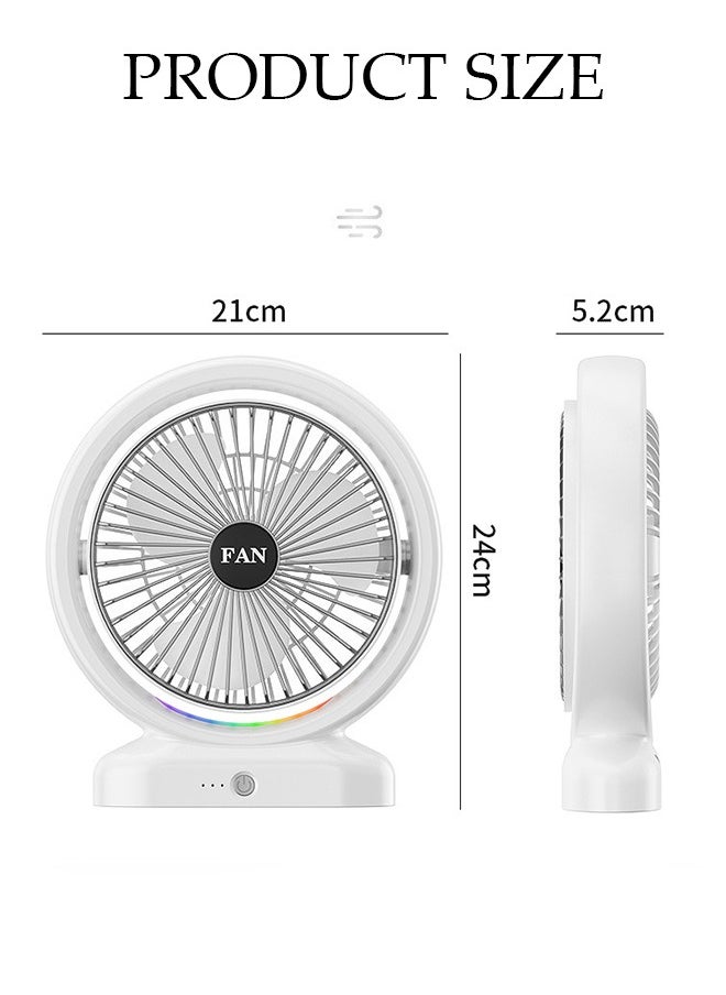 DUNISO Multifunction Table Fan, Rechargeable Battery Operated Fan with LED Light, USB Fan Quiet, 180° Rotation Desk Fan, with 3 Speed for Home, Office, Travel, Camping, Outdoor, Indoor Fan  - Image 2