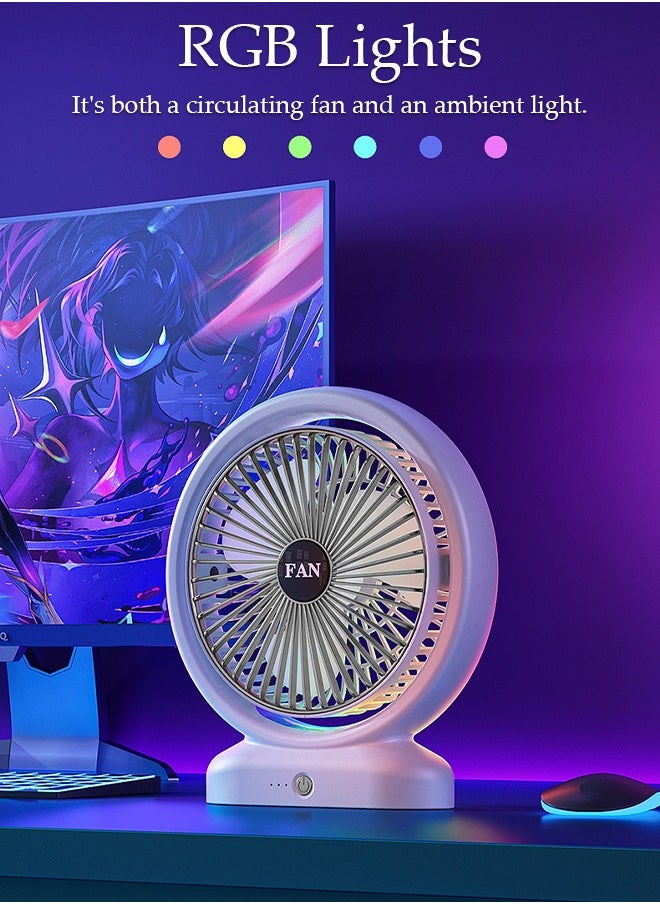DUNISO Multifunction Table Fan, Rechargeable Battery Operated Fan with LED Light, USB Fan Quiet, 180° Rotation Desk Fan, with 3 Speed for Home, Office, Travel, Camping, Outdoor, Indoor Fan  - Image 4