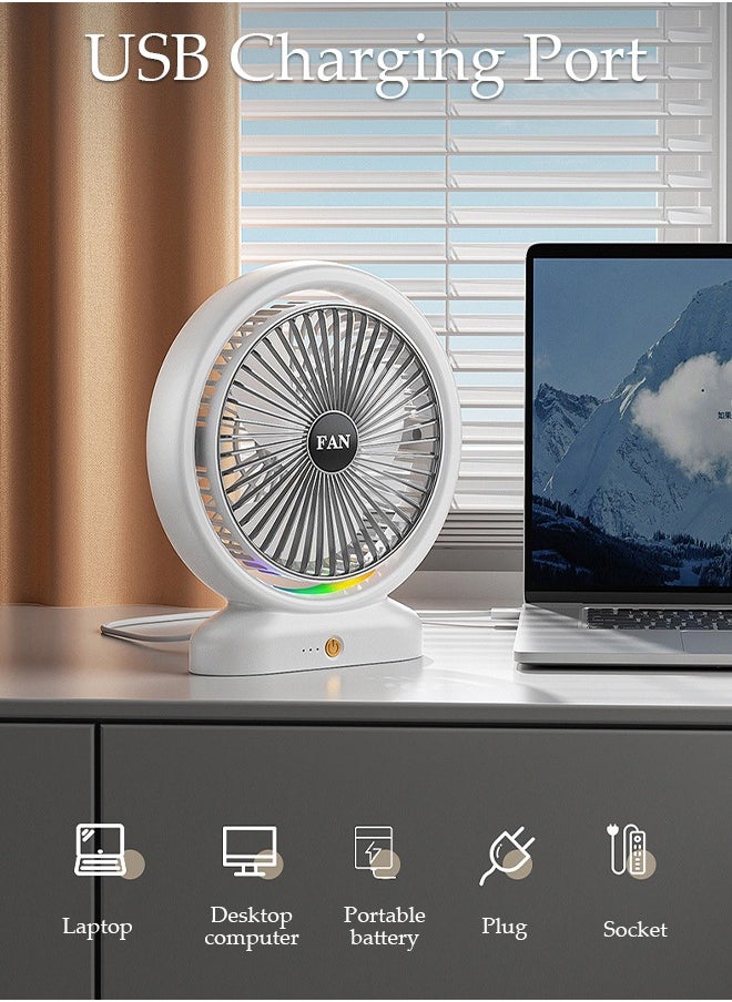 DUNISO Multifunction Table Fan, Rechargeable Battery Operated Fan with LED Light, USB Fan Quiet, 180° Rotation Desk Fan, with 3 Speed for Home, Office, Travel, Camping, Outdoor, Indoor Fan  - Image 5