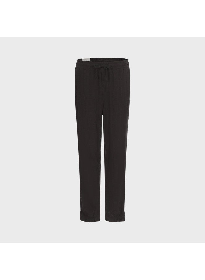 Zara men's Linen-blend Soft Comfortable Breathable Textured Versatile Casual Tapered Pants - Image 2