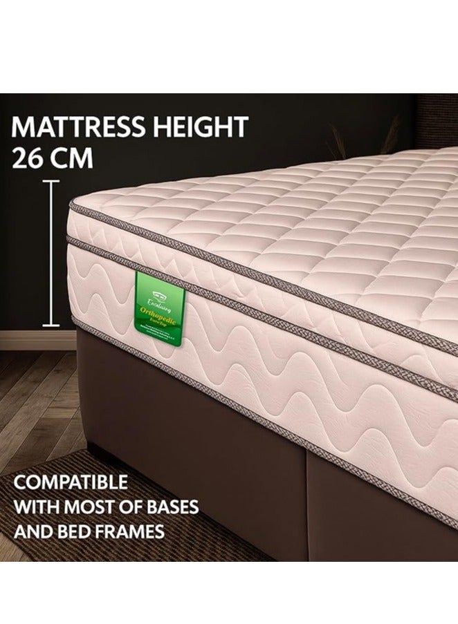 EASELIVING Orthopedic Double Bed Mattress - 26 cm Medium Firm Euro Top Mattress | Bonnell Spring Mattress with Breathable Fabric | Edge-to-Edge Support, Pressure Relief | 7-Year Warranty (120x200 cm) - Image 2