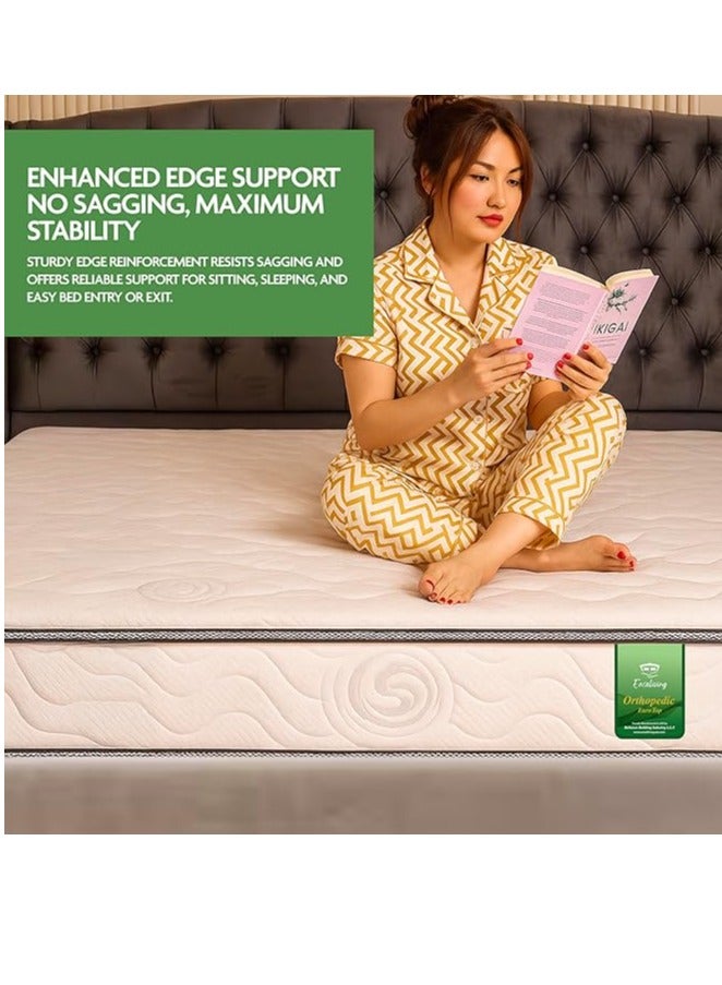 EASELIVING Orthopedic Double Bed Mattress - 26 cm Medium Firm Euro Top Mattress | Bonnell Spring Mattress with Breathable Fabric | Edge-to-Edge Support, Pressure Relief | 7-Year Warranty (120x200 cm) - Image 3