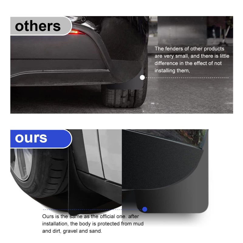 CYBERBEANS 4Pcs for Tesla Model Y Mud Flaps Accessories 2020-2024(Not Fit Juniper) Splash Guards Tire Protector Mudguard Mudflaps - Image 4