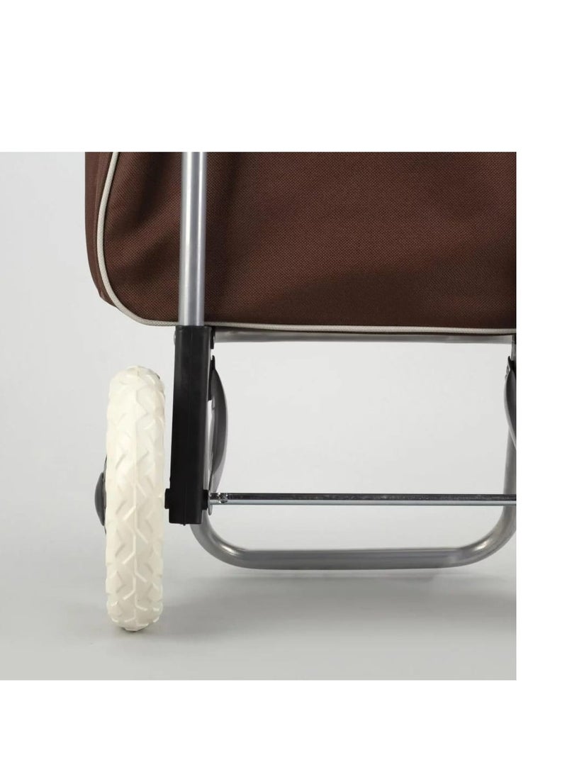 Generic - Grocery Shopping Cart Two Wheels Foldable Portable Shopping Cart 20 Inch brown - Image 1