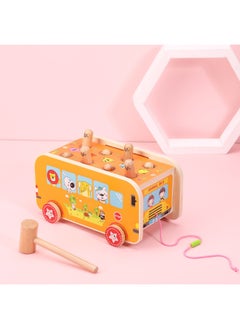 Generic Early Education Puzzle Knocking Toy Baby Hammer Children's Knocking Platform Gopher Knocking Music Building Block Car Trailer-Color:Red Elephant Hit The Gopher  - Image 4