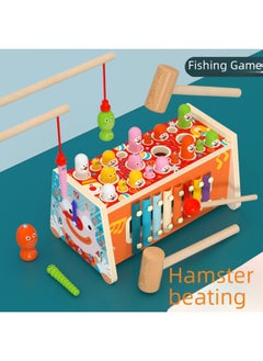 Generic Early Education Puzzle Knocking Toy Baby Hammer Children's Knocking Platform Gopher Knocking Music Building Block Car Trailer-Color:Red Elephant Hit The Gopher  - Image 5