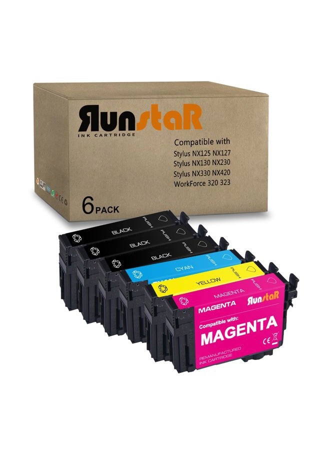 Run Star 124 Remanufactured Ink Cartridge Replacement for Epson 124 T124 Work for NX125 Stylus NX127 NX130 Stylus NX230 NX330 Stylus NX420 NX430 Workforce 320 323 325 435 Printer(3BK/C/M/Y,6 Pack) - Image 1